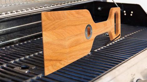 Don’t want to worry about broken-off bristles? This wooden grill scraper is meant to be used on a hot grill, and even has a built-in bottle opener.